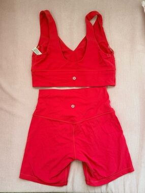 lululemon athletica Red Athletic Shorts and Sports Bra Set